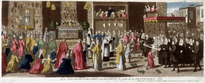 饗宴の日の聖なる秘跡の行列-デュー、パリ、v.1715 作： French School
