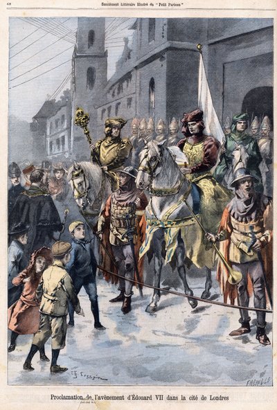 1月22日にヴィクトリア女王が亡くなった日に、英国王エドワード7世（1841-1910）の未来を宣言する 作： French School