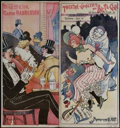 バータクランカフェコンサートのプログラム、1905年頃 作： French School