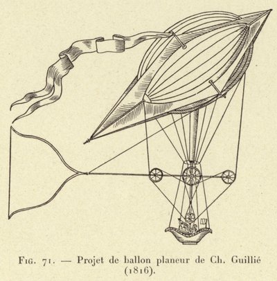 Ch Guillieによるバルーングライダー計画（1816年）（彫刻 作： French School