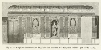 著名な男性のギャラリーの装飾プロジェクト。側面ラテラル、Pietre、1778年 作： French School