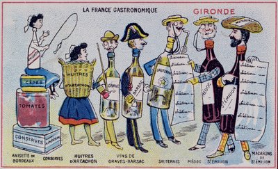 ジロンド地方の特産品を描いた子供向けの宣伝用および教育用カード。 1910年頃 作： French School