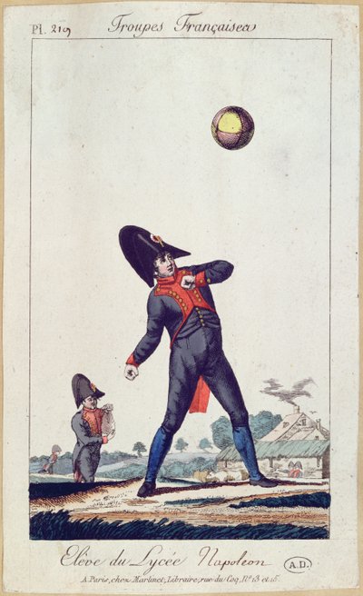 リセナポレオンプレイングボールの生徒、1805年頃（カラー彫刻） 作： French School