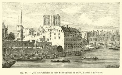 シルヴェストレ後の1650年のオルデブル岬とサンミシェル橋 作： French School