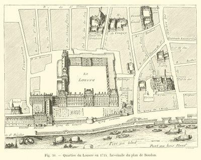 1714年のルーブル地区、ブーダンの計画の複製 作： French School