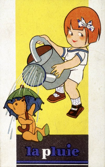 雨の表現：水差しを持つ少女 作： French School