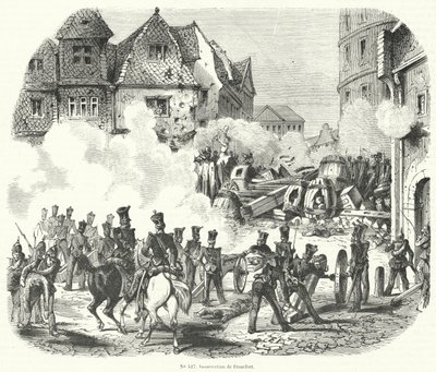 1848年9月、ドイツのフランクフルトでの反乱 作： French School