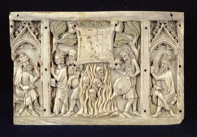 アレクサンドリアの聖カタリナの生涯からの場面を描いたレリーフ、c.1370-80 作： French School