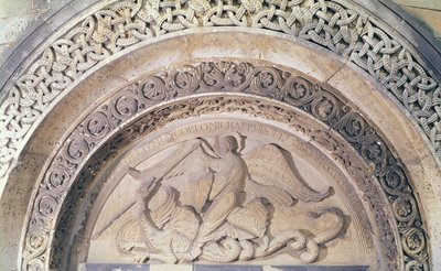 聖ミカエルとドラゴンを描いた鼓膜からの救済、1137 作： French School