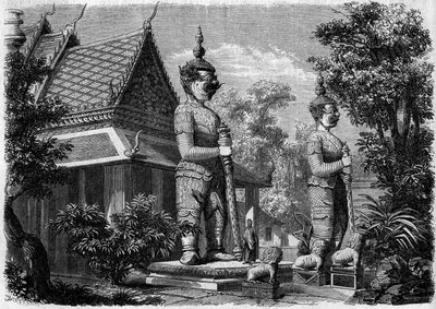 宗教建築：1861年、バンコク（シャム）のパゴダの外観。1861年7月20日付「Le Monde Illustré」223号に掲載された図版。 作： French School