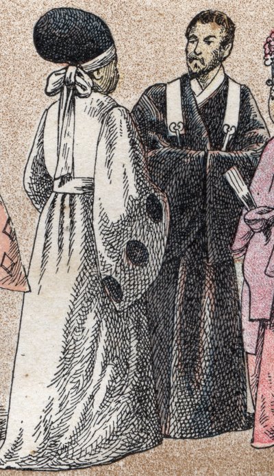 アジアの宗教衣装：日本の神官2人 - 彫刻 - アジアの宗教衣装：日本の神官2人 - 彫刻 - 個人蔵 作： French School