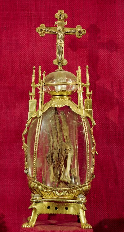 聖アタリア（c.697-741）の手を含む聖遺物箱（銅、金色の銀、水晶） 作： French School