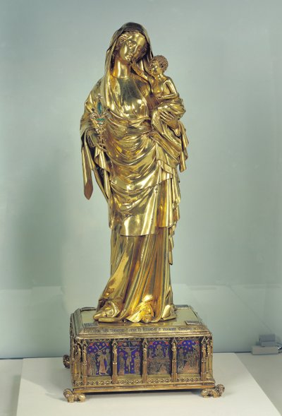 ジャンヌ・デヴルーの聖母の聖遺物箱、c、1324-29（ゴールド＆シルバー）（詳細は110882を参照） 作： French School