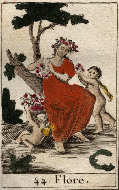 花の女神、フローラ（Flora）の表現。花と春の季節の女神フローラ）1803年ピエール・ブランシャールの「青年の神話」より。 作： French School
