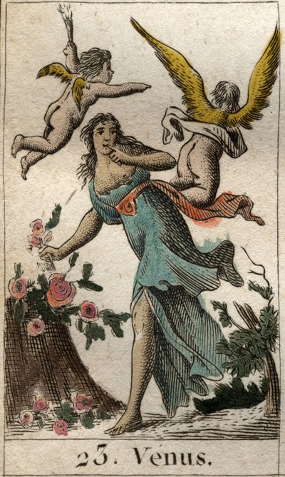 愛と美と豊穣の女神であるヴィーナスの表現。ピエール・ブランシャール1803年の「青春の神話」より。 作： French School