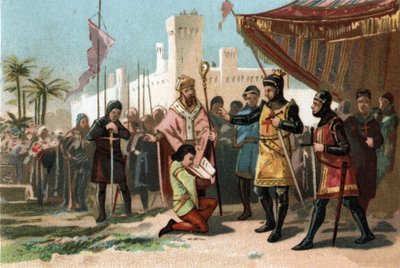 ハーディ王フィリップ3世（1270-1285）が設置したアノブリスメントの文字を表現したもの。1890年頃のクロモリトグラフ。 作： French School