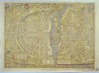もともと1552-59に作成されたパリのバーゼル地図の複製 作： French School