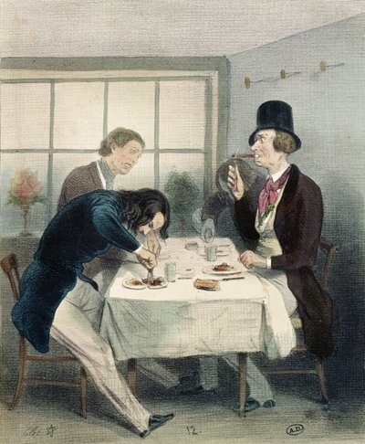パリのサンジャック通りにあるレストラン、1840年頃 作： French School