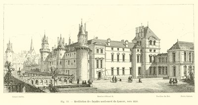 1610年頃のルーブル美術館の北西のファサードの修復 作： French School