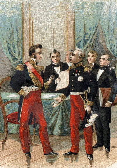 1830年7月の革命。"You are the best of the republics" La fayette（ラファイエット）が1830年7月26日にフランスの王、ルイ・フィリップ1世（1773-1850）となったオルレアン公に言ったフレーズ。 作： French School