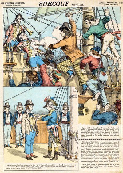 Robert Surcouf (1773-1827) French sailor and corsair, here at boarding of english boat "Triton" in 1796, engraving - Robert Surcouf (1773-1827) French sailor and privateer, ici a l