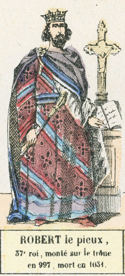 第37代王ロバート・ザ・ピウス、997年に即位、1031年に死去（彩色済み彫刻 作： French School