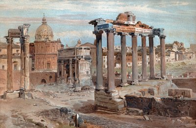 ローマのフォーラム。ローマのフォーラム。(水彩画、1900年頃) 作： French School
