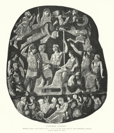 ローマのオニキス製カメオ（皇帝アウグストゥスの神格化を描いたもの）（彫刻 作： French School