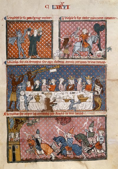 Royal 19 C. I fol.204 悪魔のような誘惑、Le Breviari d