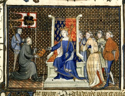 ロイヤル 20 B. VI、f.2 リチャード 2 世への贈呈、「イングランド王リチャード 2 世に宛てた書簡」より マイジ 作： French School