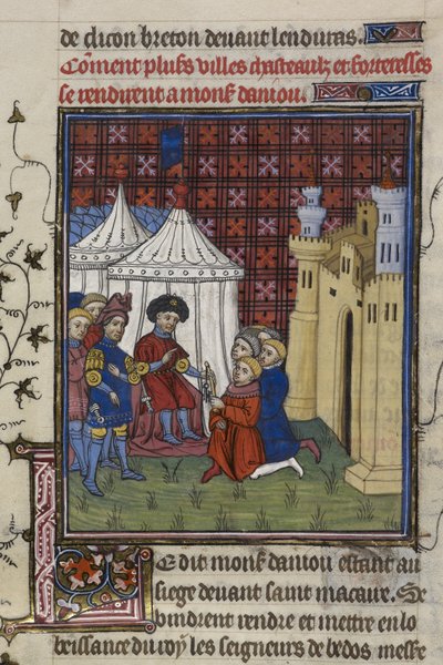 Royal 20 C. VII、f.194、町の鍵はアンジュー公に引き渡される（ベラム） 作： French School