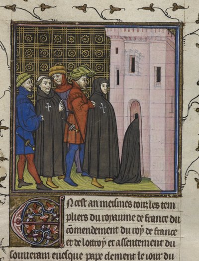 Royal 20 C. VII, f.42v Arrest of the Templars, illustration from the 