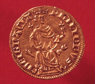フィリップ4世・ル・ベル（1268-1314）のロイヤルゴールドエキュ。1290.パリ、モネエ美術館 作： French School