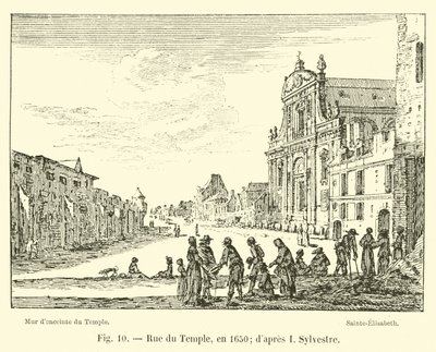 Rue du Temple、1650年。シルベストル後 作： French School