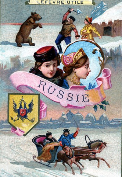 ロシア、19世紀後半のLefevre-Utile（LU）ビスケットの一連のプロモーションカードから 作： French School
