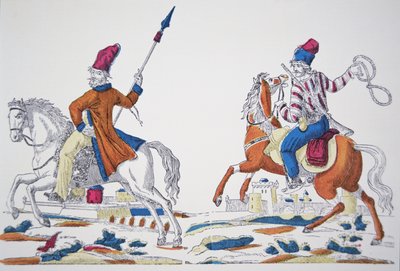 1812年のナポレオン侵攻時のロシアン・コサック（カラーリトグラフ 作： French School