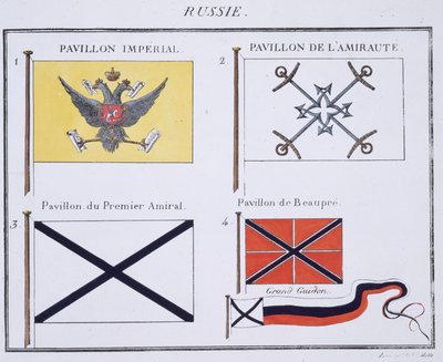 ロシアの旗、1819年頃のフランスの旗の本 作： French School