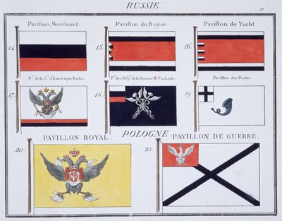 ロシアの旗、1819年頃のフランスの旗の本 作： French School