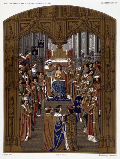 シャルル6世の戴冠式（1380年） - パリ、ド・ウィット女史著『起源から16世紀までのフランス史年代記』所収 作： French School