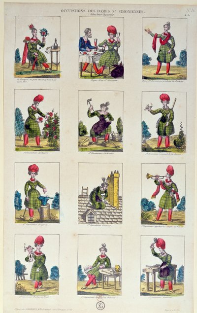 サン・シモニアンの女性とその職業、1830年頃 作： French School