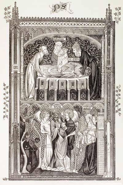 セント・デニスは、ポール・ラクロワの「中世の軍事と宗教生活」から、ロンドンc.1880を出版しました 作： French School