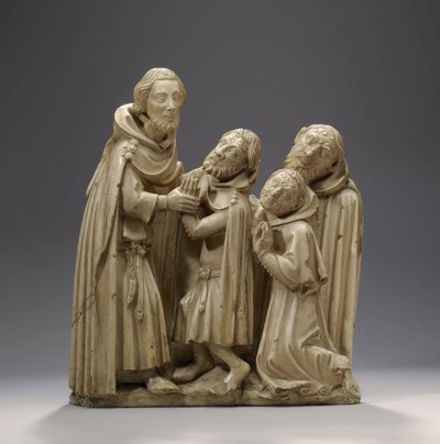 3人のリーパーを癒すサブランの聖エルジア、1373年頃（アラバスター） 作： French School