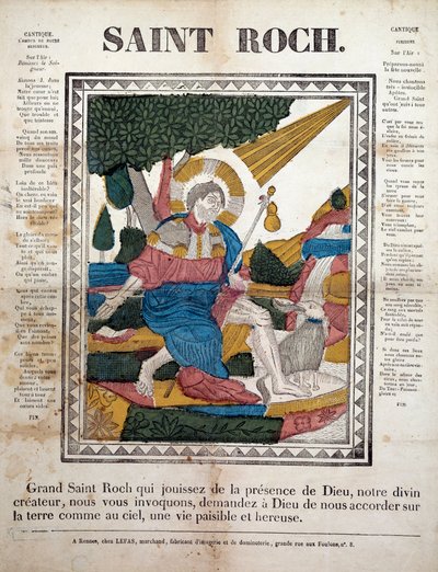 サン・ロッシュレンヌのイメージによるエングレーヴィング（1825年）。コル、フェラン。 作： French School