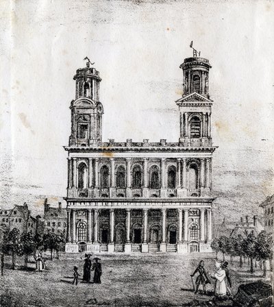 サン・スルピス教会（パリ） - "Alphabet Picturesque des Monumens de Paris" c.1840 (carving) 作： French School