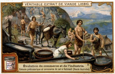 ハルシュタットにおける先史時代の上オーストリアの塩の取引-クロモ。リエビッグ 作： French School