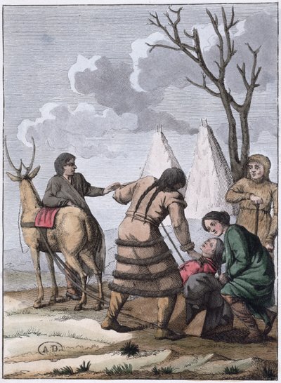 サモエデ結婚、1811年（カラー彫刻） 作： French School
