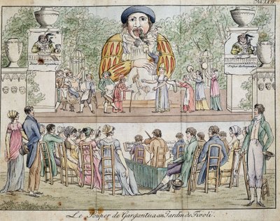ガルガンチュアの晩餐会のシーン、チボリの庭園のアトラクション、1805年頃。 作： French School