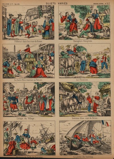 ヨーロッパ各地の風景（彩色済み彫刻 作： French School