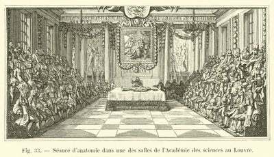 ルーブル美術館の科学アカデミーの部屋の1つでの解剖学セッション 作： French School