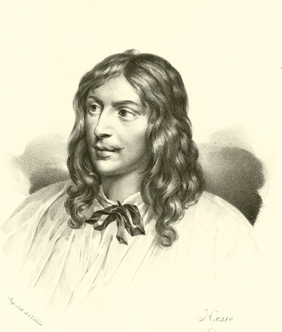 Sebastien Bourdon, portrait (in engraving) 作： French School